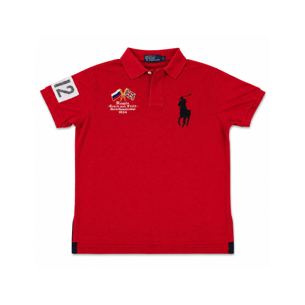 Polo Ralph Lauren Big Pony Russia Track & Field Custom Fit Polo Shirt Red Size S