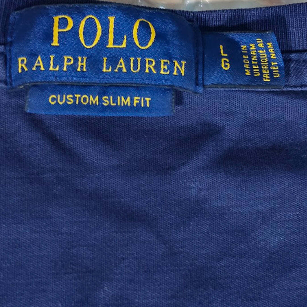 Polo Ralph Lauren Custom Slim Fit T-Shirt Navy Blue Pony Logo Men's Large