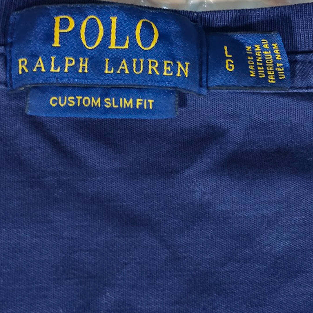 Polo Ralph Lauren Custom Slim Fit T-Shirt Navy Blue Pony Logo Men's Large