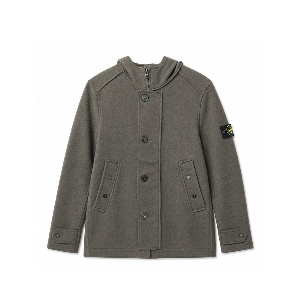 Wool Hooded Jacket Coat Stone Island Men Size,(S)
