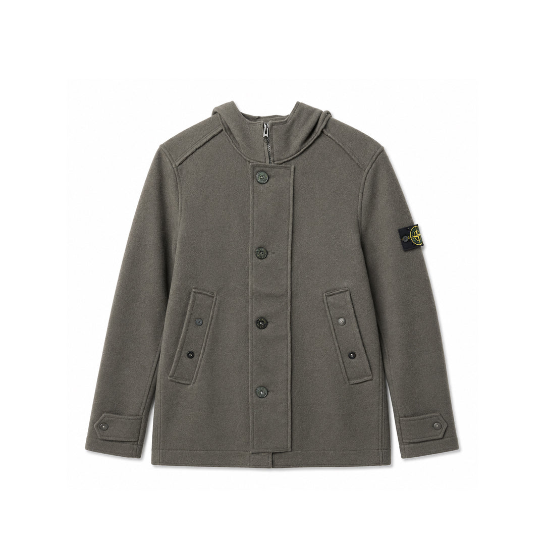 Wool Hooded Jacket Coat Stone Island Men Size,(S)