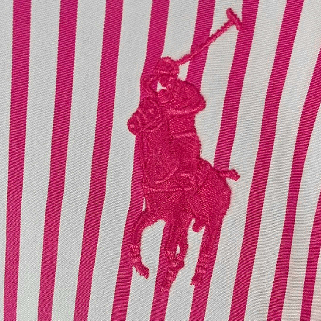 Ralph Lauren Sport Pink White Striped Button Shirt Women's Pony Logo