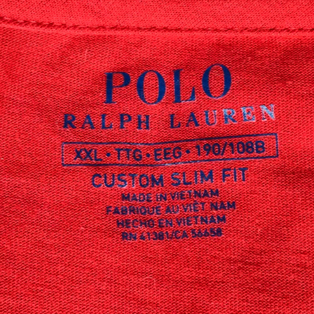 Polo Ralph Lauren Custom Slim Fit Red Crew Neck T-Shirt XXL Navy Pony Cotton