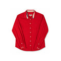 Authentic Burberry London Red Cotton Shirt Nova Check Trim Women's XL UK 14 16