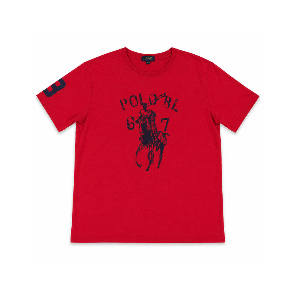 Polo Ralph Lauren Boys XL 18-20 Graphic T-Shirt Red Big Pony Print Crew Neck