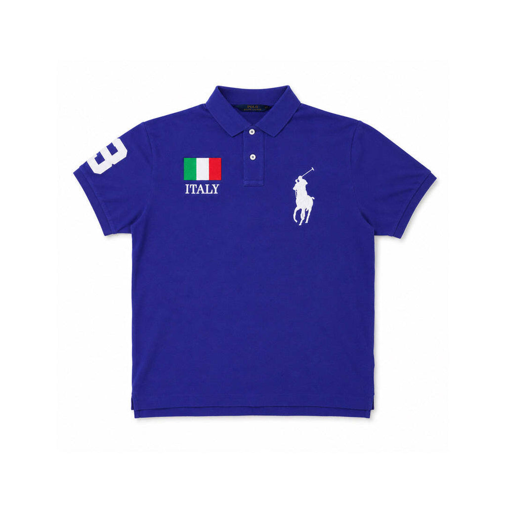Polo Ralph Lauren Italy Big Pony Polo Shirt Blue Custom Fit Men's Medium