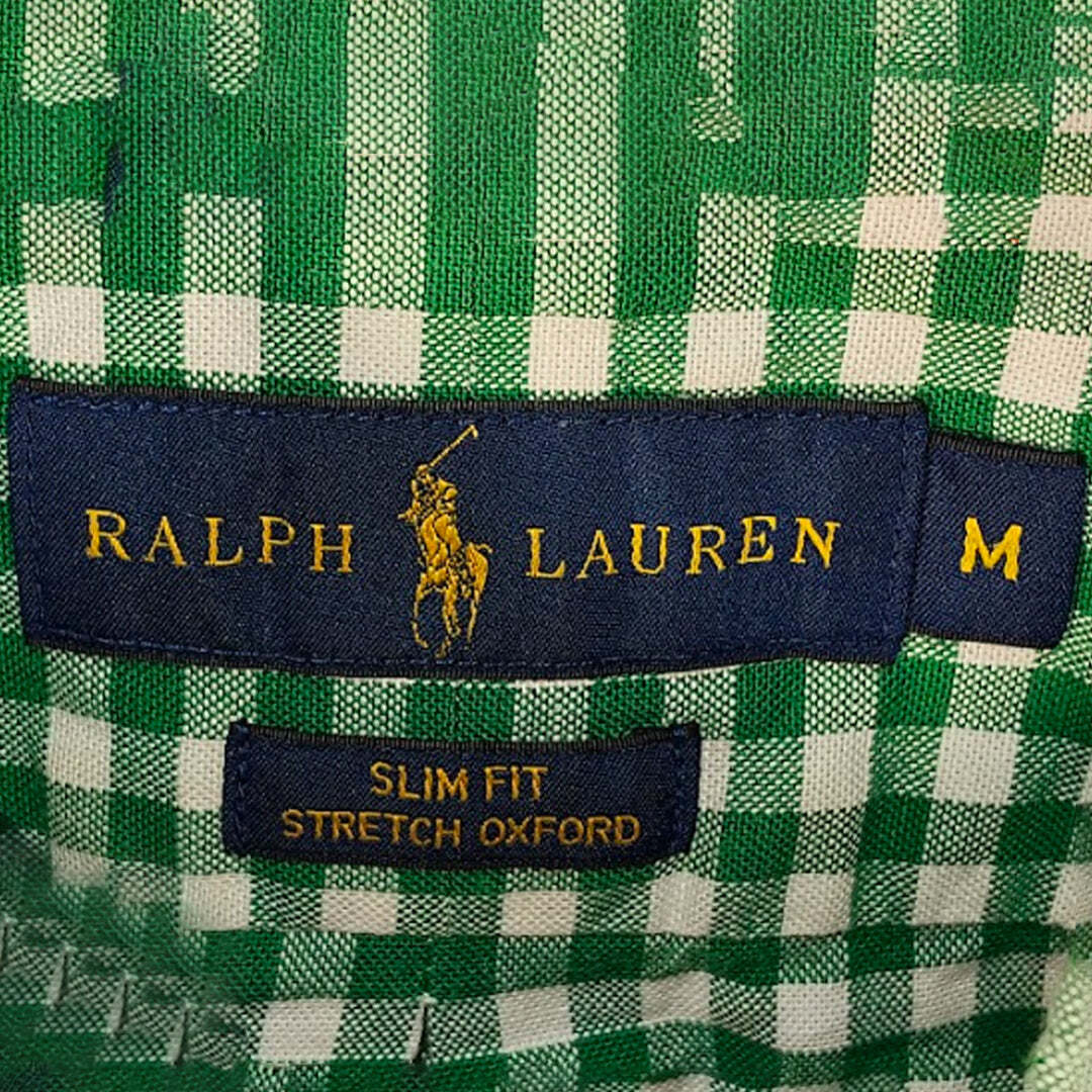 Ralph Lauren Slim Fit Stretch Oxford Green Gingham Check Shirt Men's Medium
