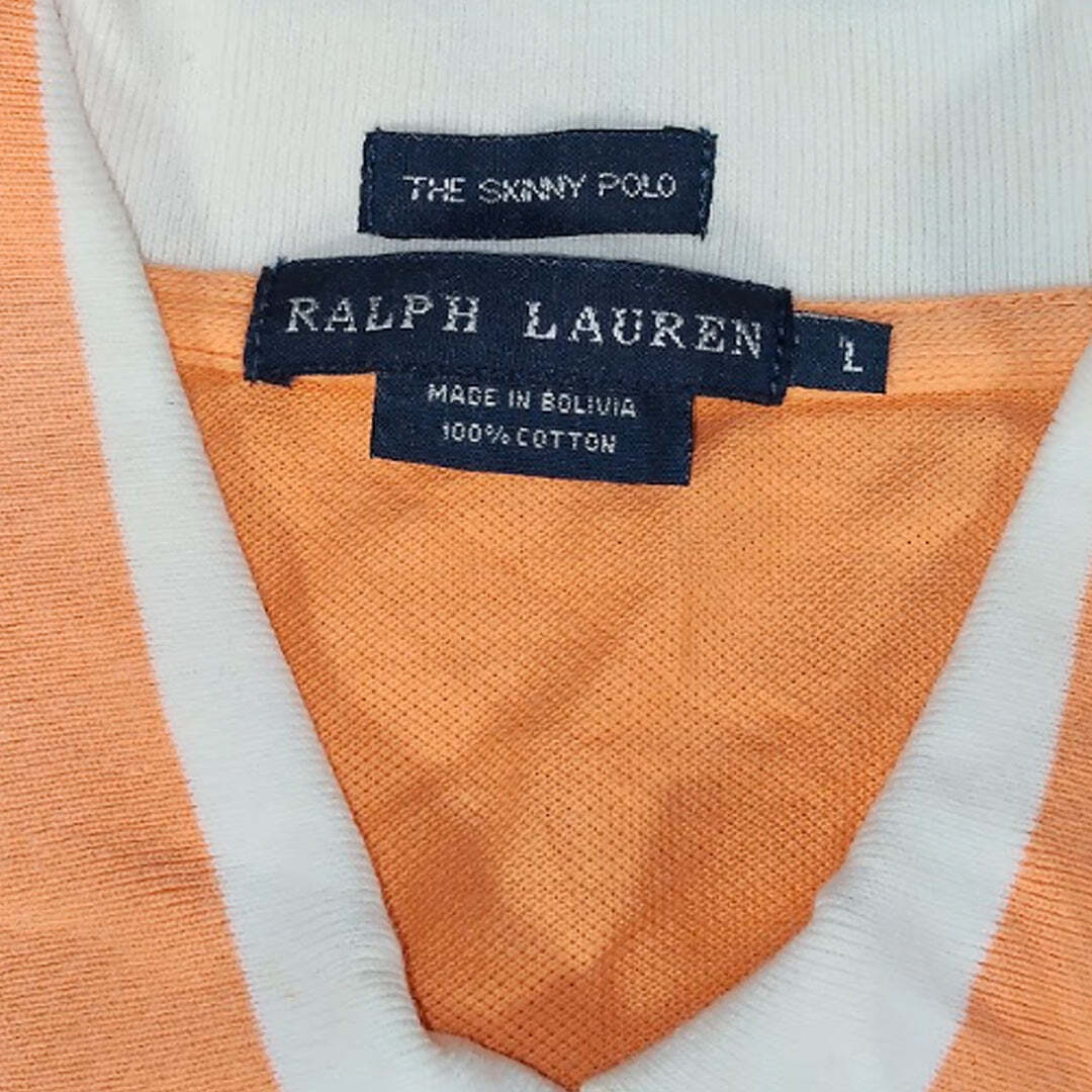 Polo Ralph Lauren Women's The Skinny Polo Big Pony Orange Polo Shirt Size L