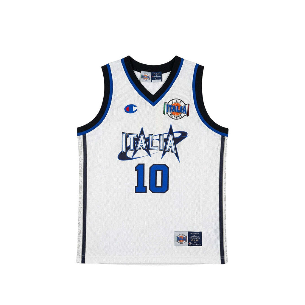 Champion F.I.P. Italia Basket No.10 Basketball Jersey White Blue XL Unisex Made in Italy