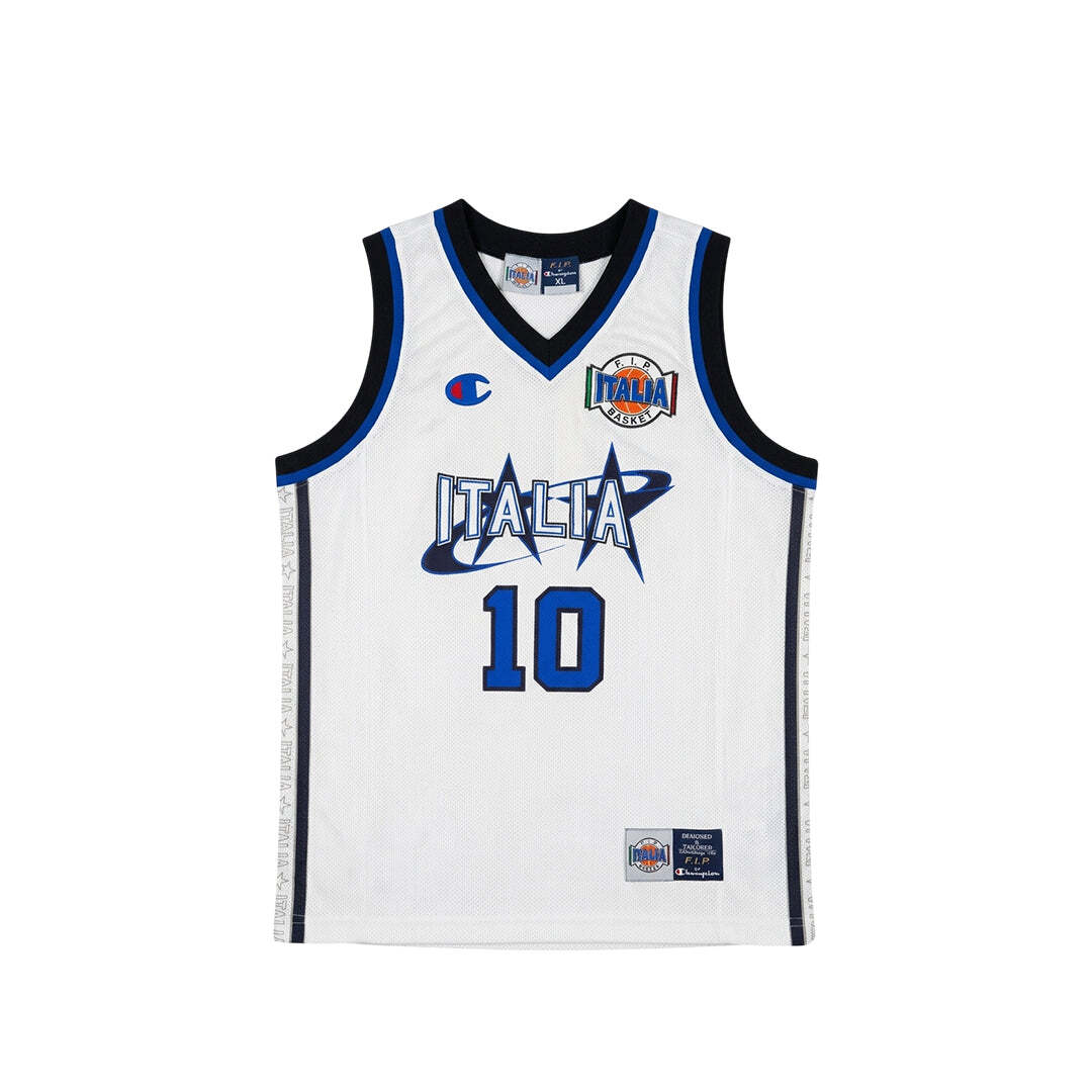 Champion F.I.P. Italia Basket No.10 Basketball Jersey White Blue XL Unisex Made in Italy