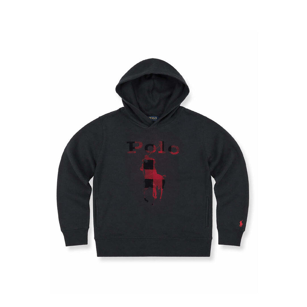 Polo Ralph Lauren Boys Black Buffalo Plaid Big Pony Hoodie Sweatshirt Size S (8)
