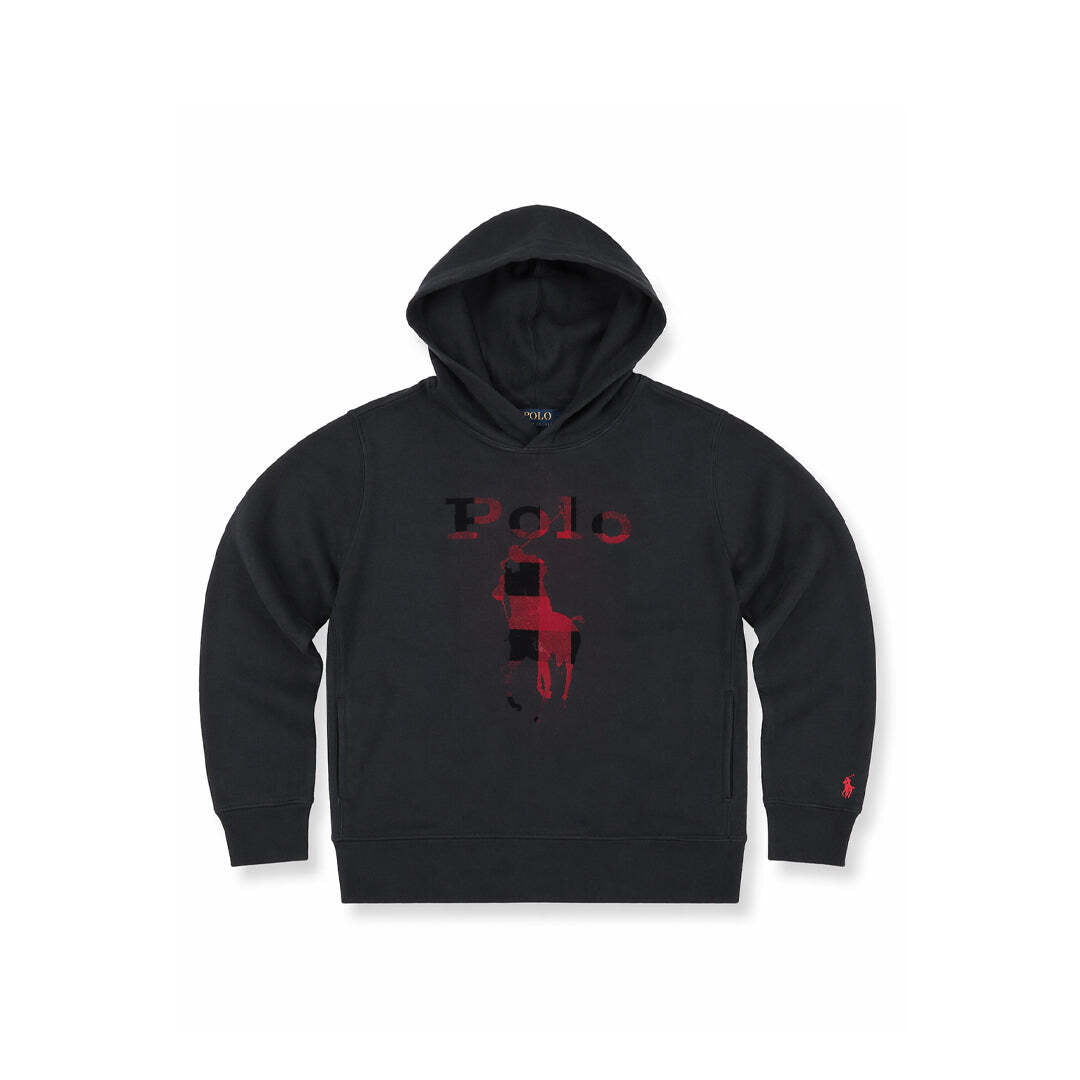 Polo Ralph Lauren Boys Black Buffalo Plaid Big Pony Hoodie Sweatshirt Size S (8)