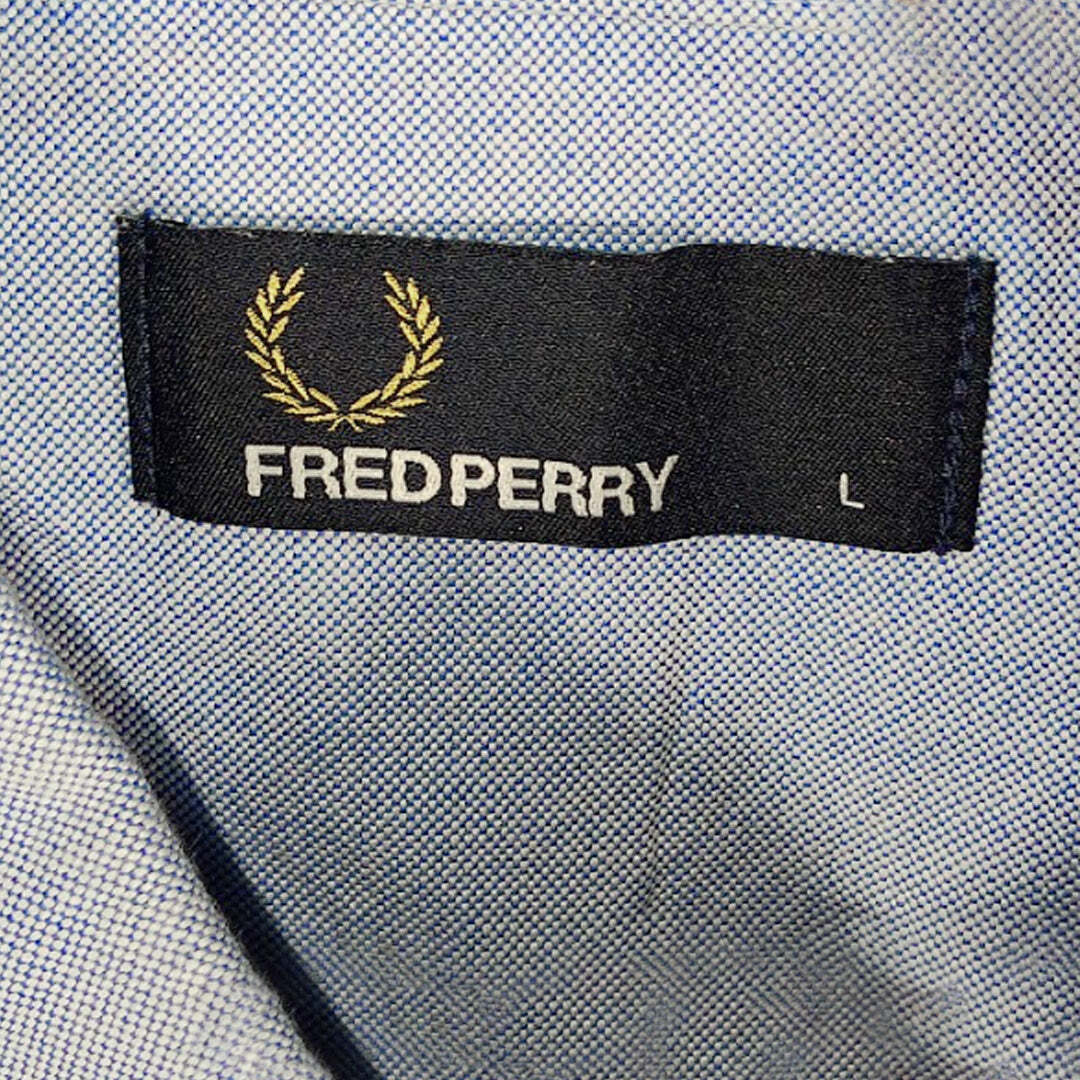 Fred Perry Oxford Button Down Shirt Light Blue Long Sleeve Laurel Logo Men's Large