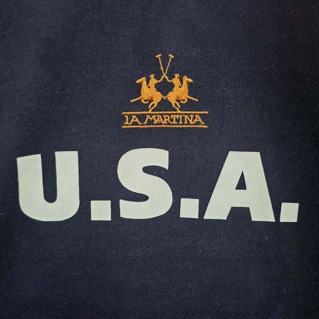 La Martina USA Polo Team Rugby Shirt Navy Long Sleeve World Polo Size S