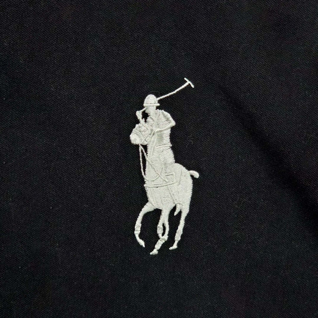 Polo Ralph Lauren Big Pony Black Cotton Polo Shirt with White Logo and Stripe XL