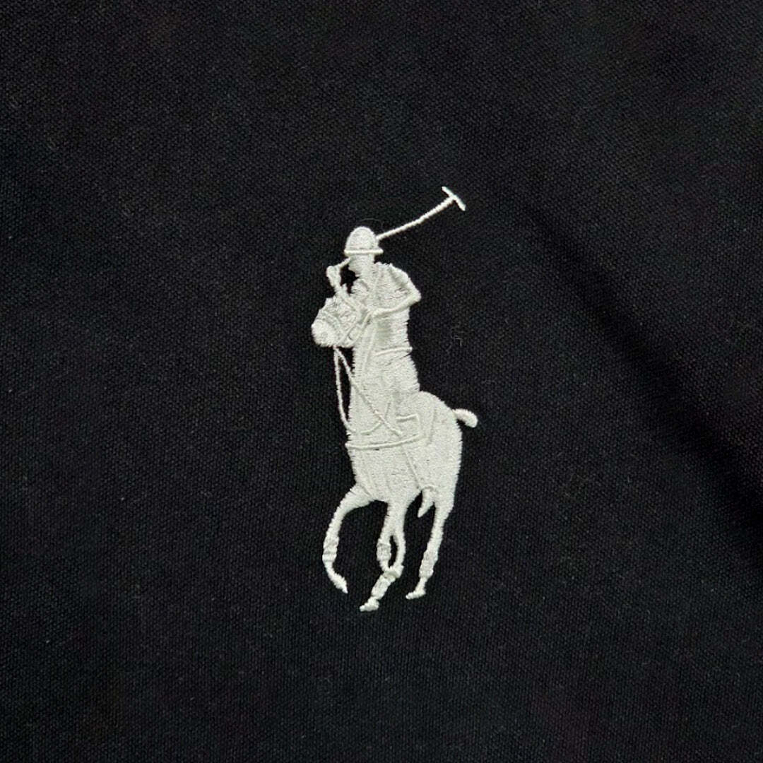 Polo Ralph Lauren Big Pony Black Cotton Polo Shirt with White Logo and Stripe XL
