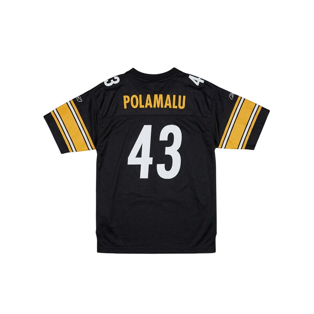 Vintage Reebok NFL Pittsburgh Steelers Troy Polamalu # 43 Youth XL Jersey Black