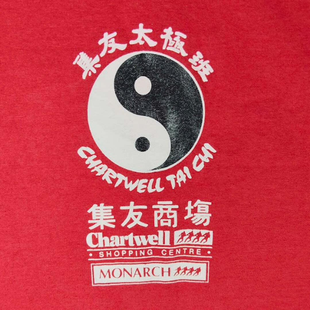Vintage Single Stitch Fruit of the Loom Chartwell Tai Chi Graphic T-Shirt Red XL