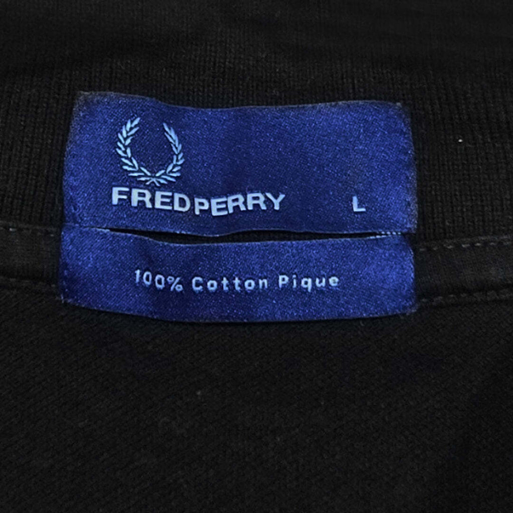 Fred Perry Black Twin Tipped Polo Shirt Purple Trim Men's L