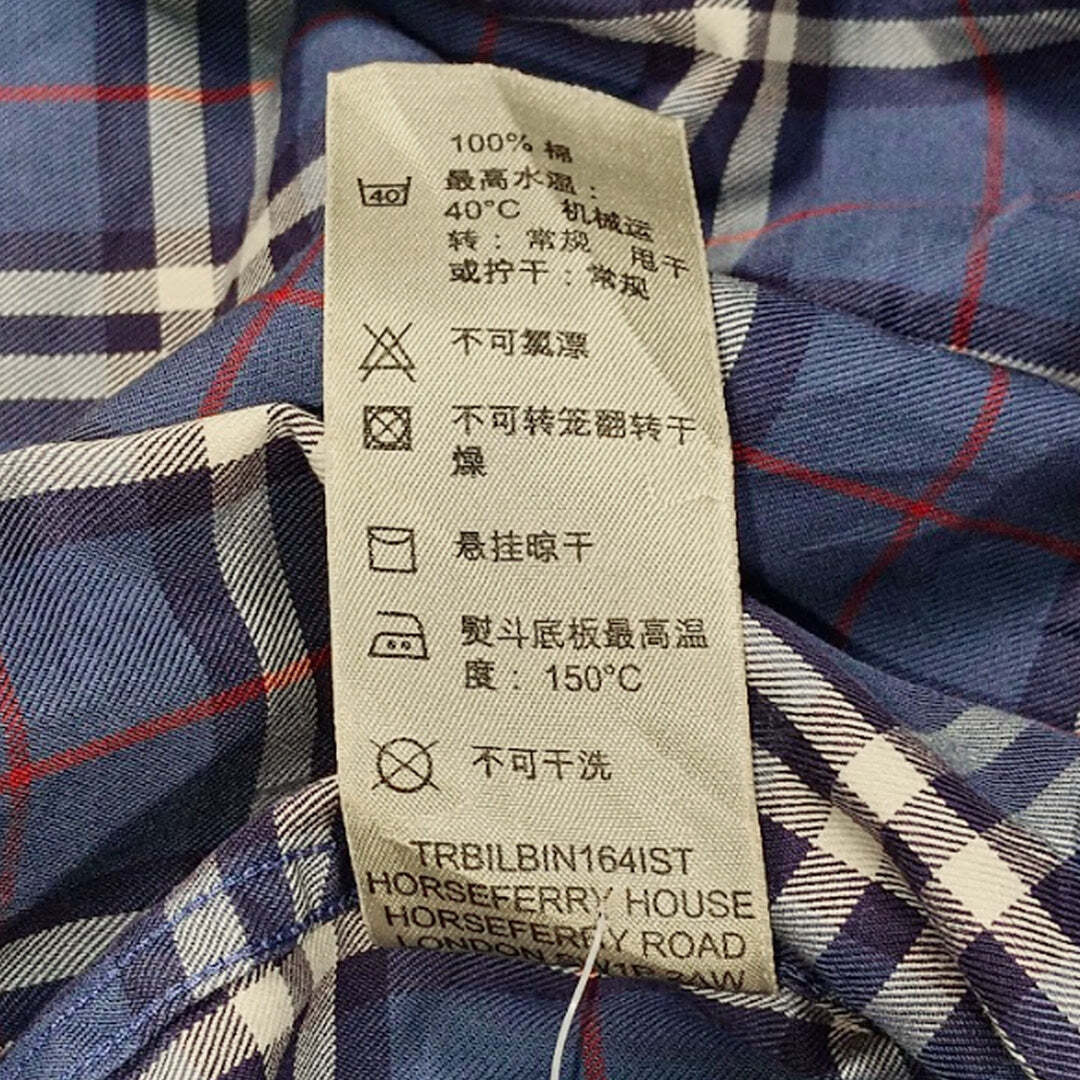 Burberry London Blue Nova Check Plaid Cotton Shirt Medium Men's