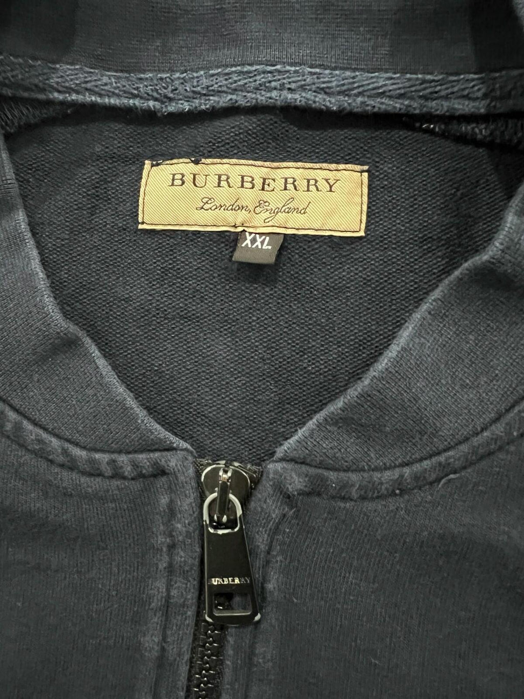 Burberry London England Navy Zip Up Track Jacket XXL Embroidered Logo Cotton