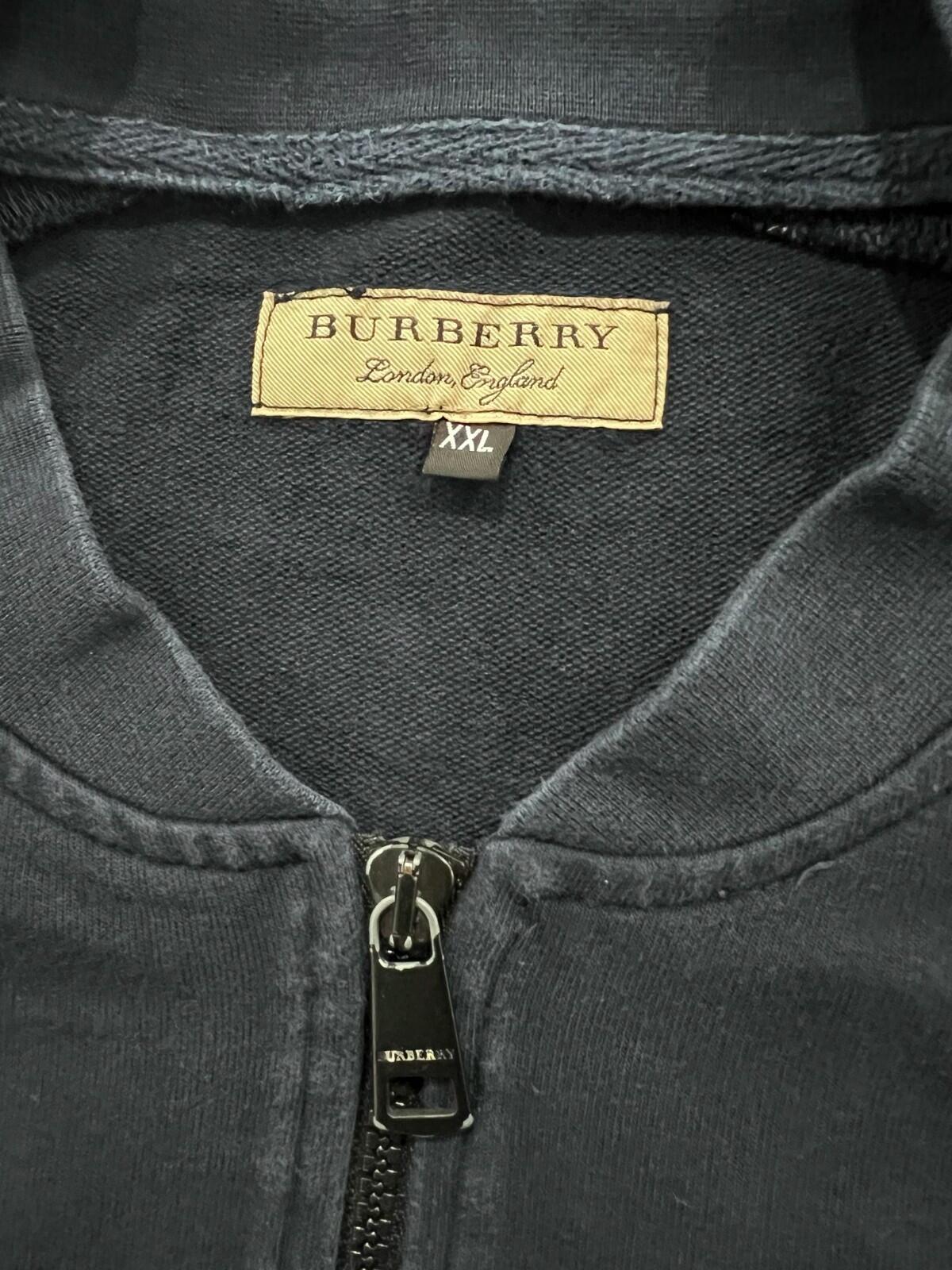 Burberry London England Navy Zip Up Track Jacket XXL Embroidered Logo Cotton