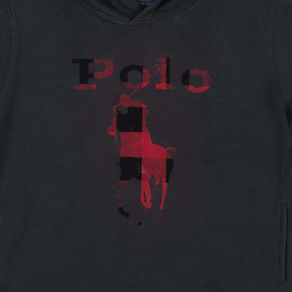 Polo Ralph Lauren Boys Black Buffalo Plaid Big Pony Hoodie Sweatshirt Size S (8)