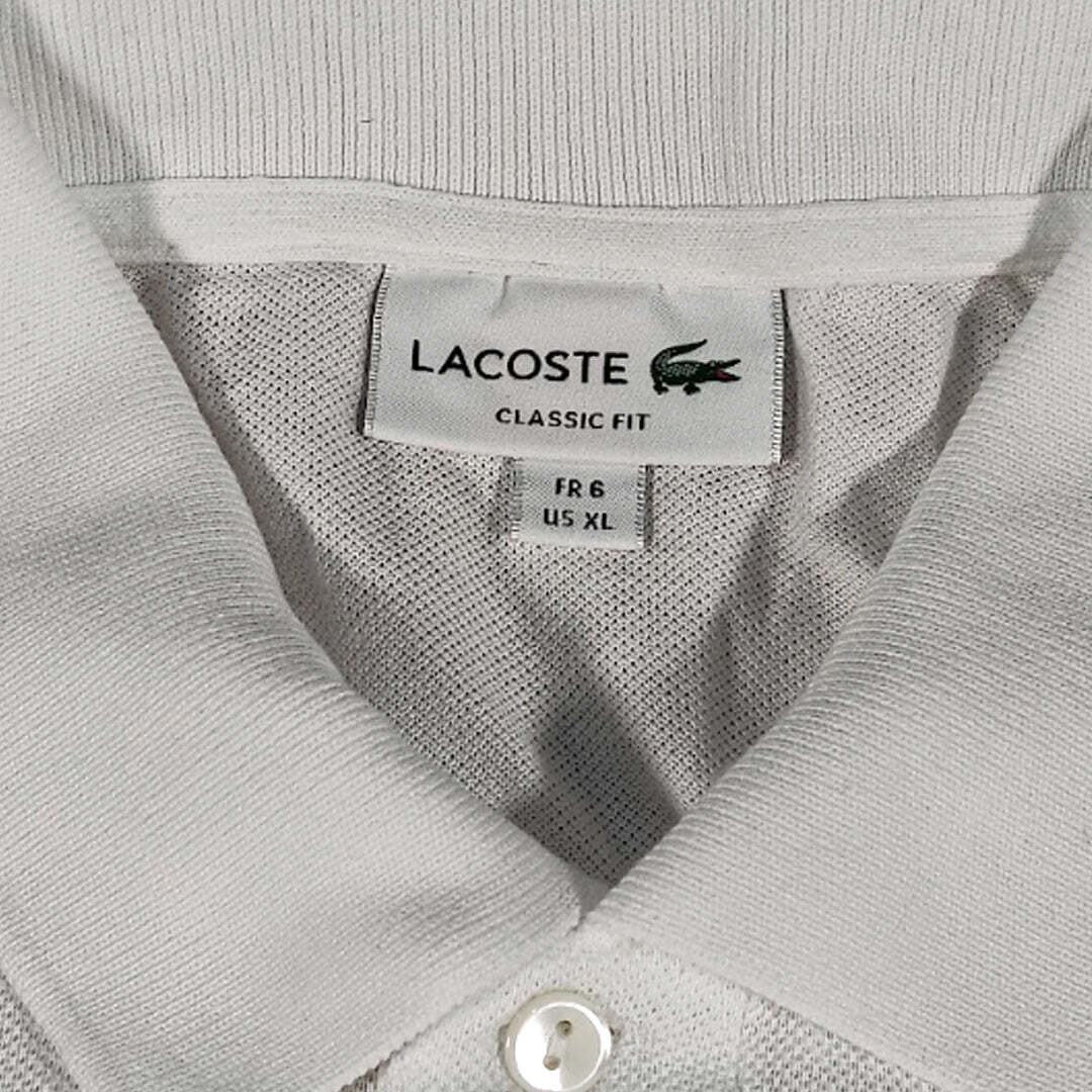Lacoste L1212 Classic Fit White Polo Shirt Men's XL Cotton Short Sleeve