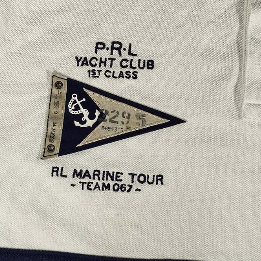 Polo Ralph Lauren Custom Slim Fit Big Pony Yacht Club Polo Shirt White Navy Men's L