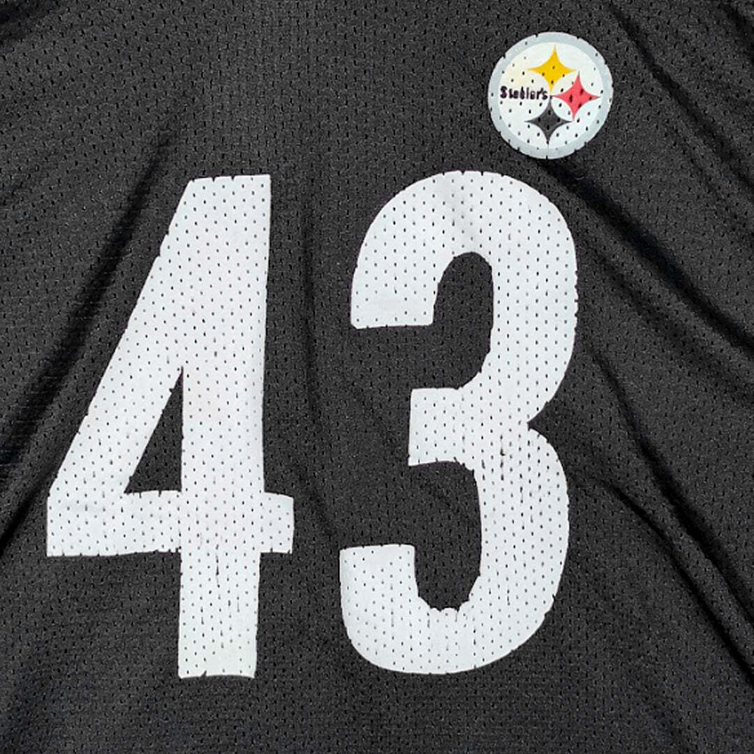 Vintage Reebok NFL Pittsburgh Steelers Troy Polamalu # 43 Youth XL Jersey Black