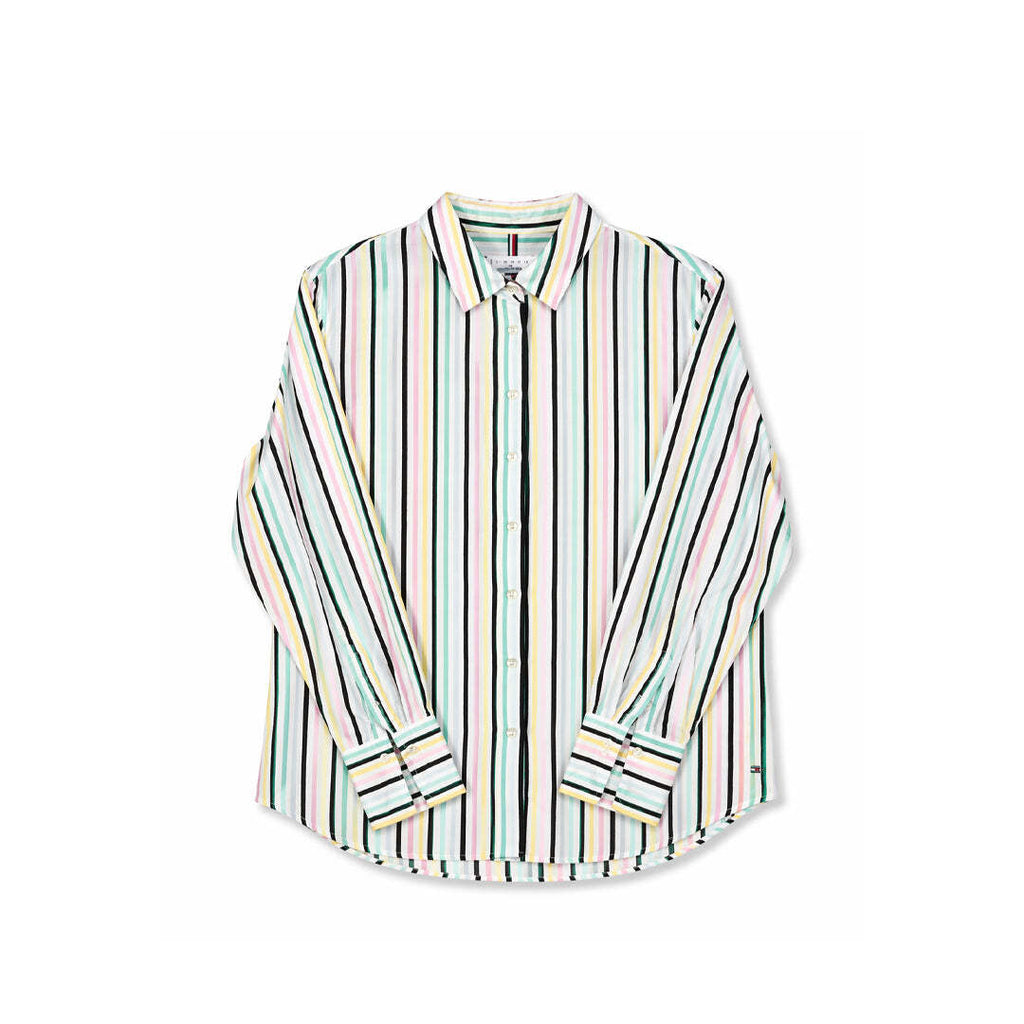 Tommy Hilfiger Women's Multicolor Stripe Viscose Button Shirt Size 10