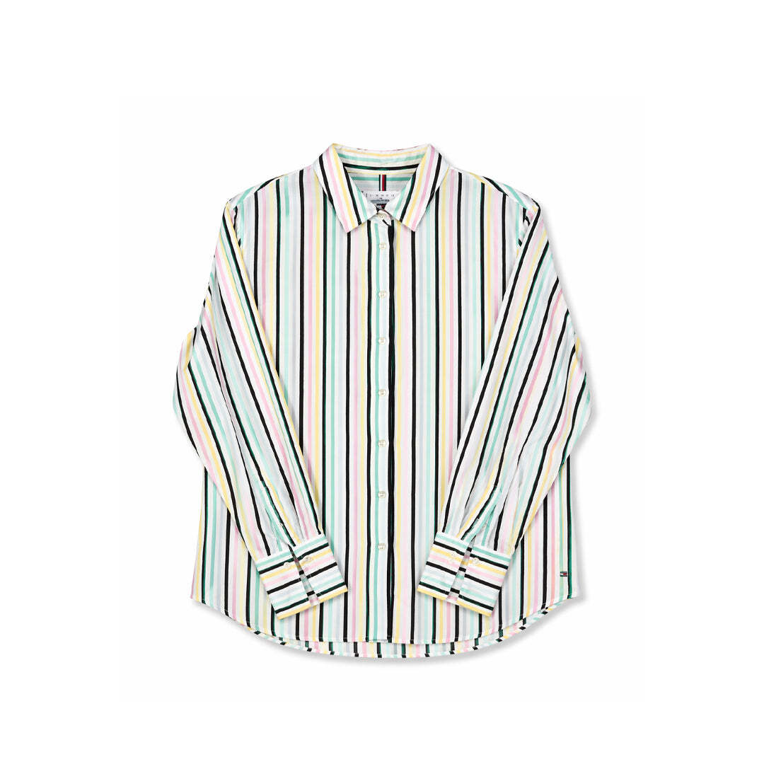 Tommy Hilfiger Women's Multicolor Stripe Viscose Button Shirt Size 10