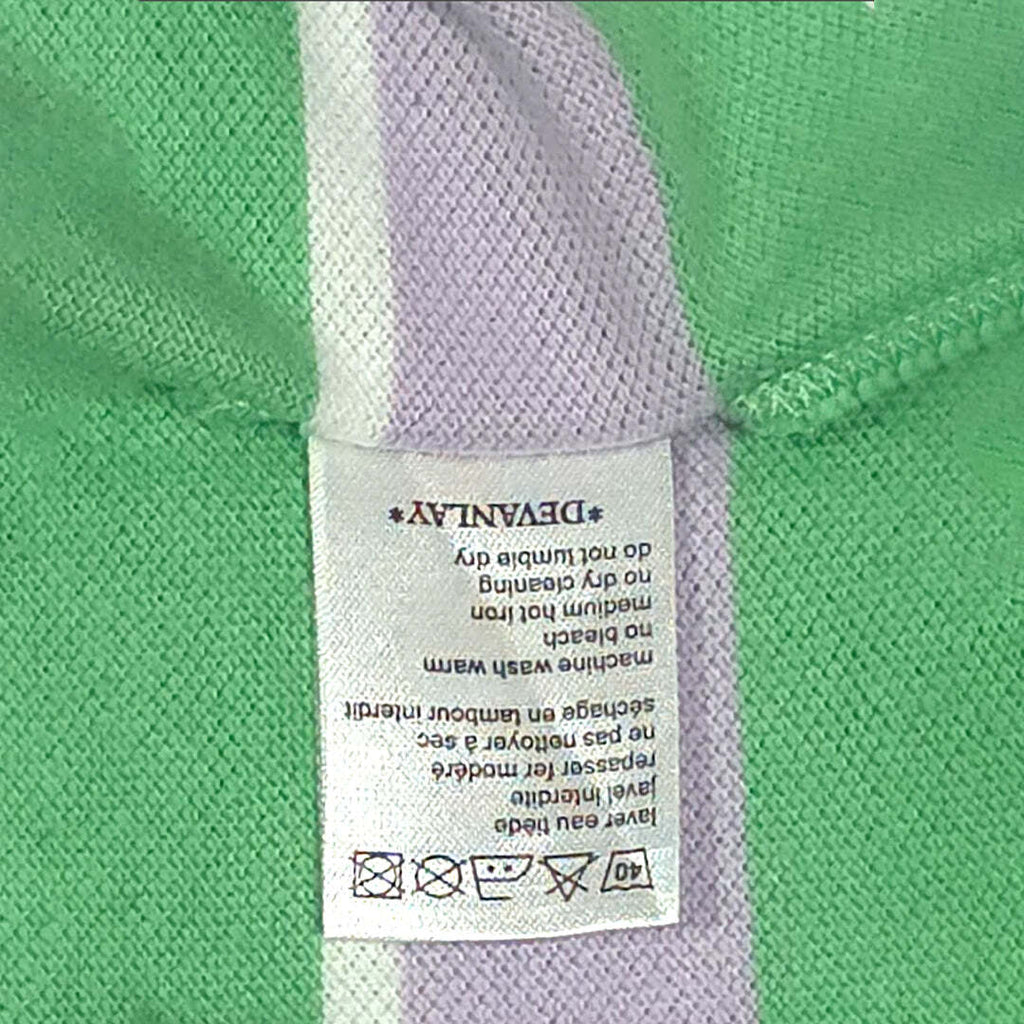 Lacoste Men's Green Purple Striped Polo Shirt Size 6 Cotton Classic Casual