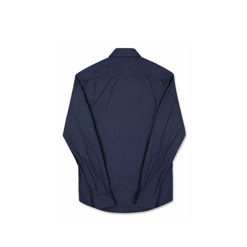 Burberry Brit Navy Stretch Cotton Shirt Men's Small Long Sleeve Nova Check Collar