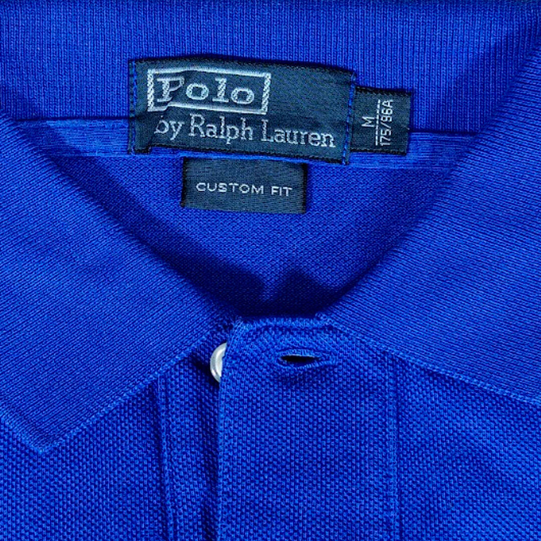 Unisex Polo Ralph Lauren Big Pony Custom Fit Blue Polo Shirt with Pink Logo
