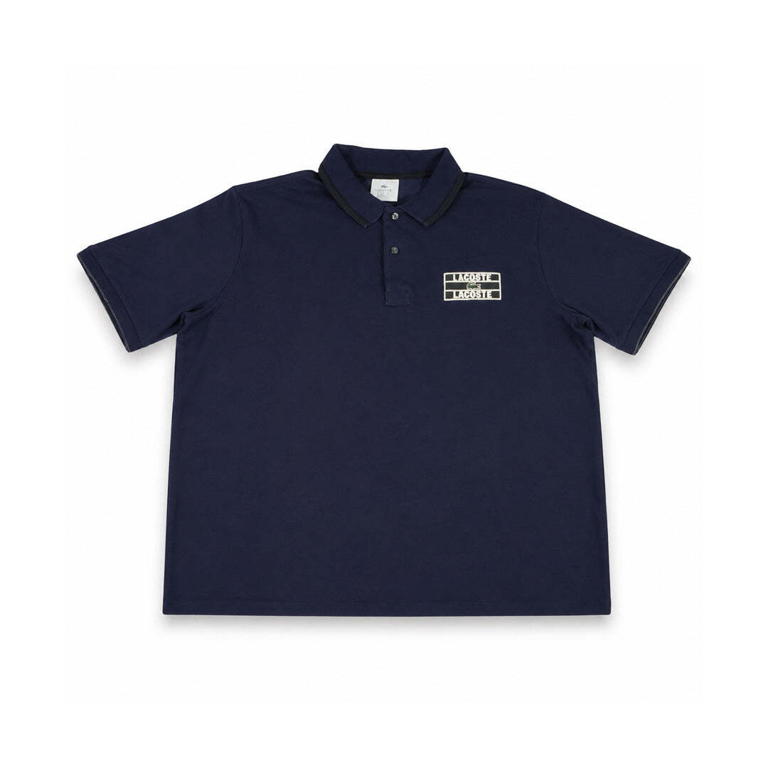 Lacoste L!VE Navy Graphic Polo Shirt Men's XXL Cotton PH1434