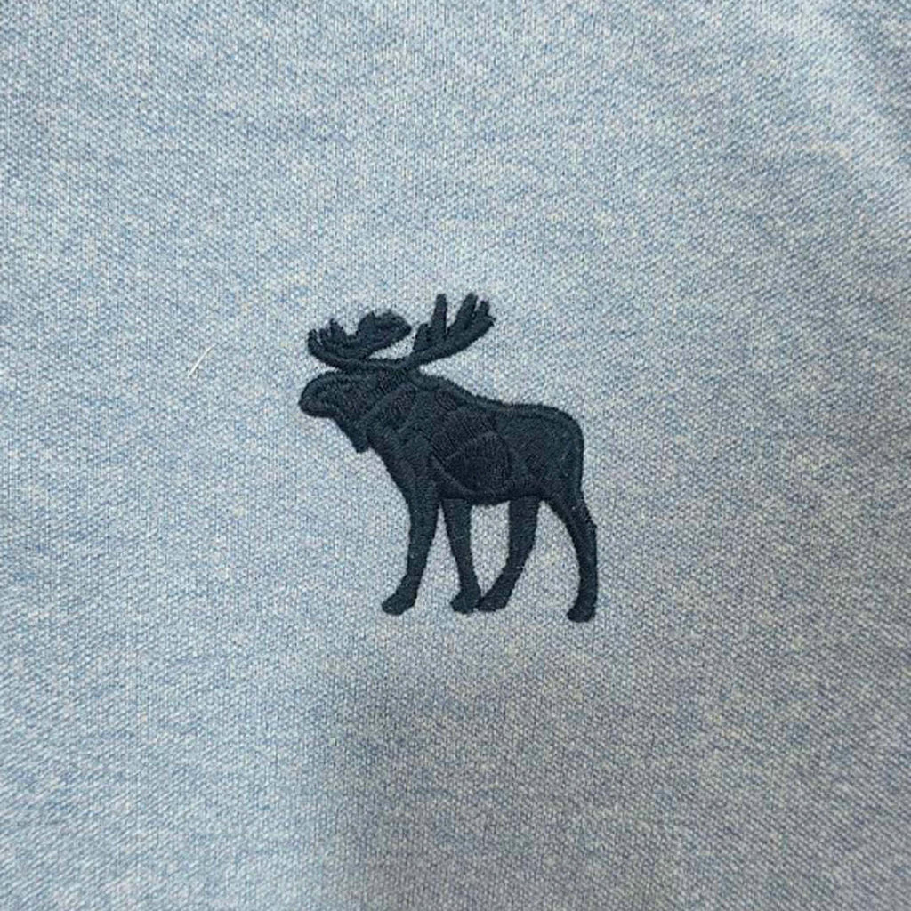 Abercrombie & Fitch Stretch Polo Shirt Light Blue Moose Logo Men's M