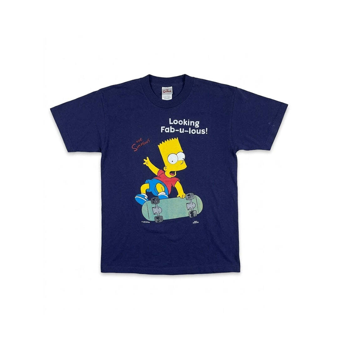 Vintage 1999 Screen Stars The Simpsons Bart Simpson Looking Fab-u-lous Graphic T-Shirt Navy Unisex