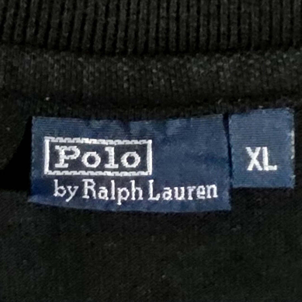 Polo Ralph Lauren Big Pony Black Cotton Polo Shirt with White Logo and Stripe XL