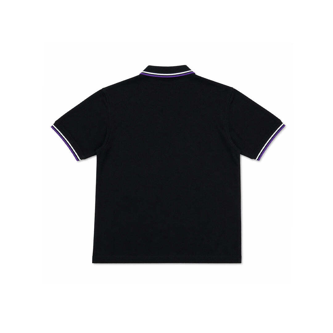 Fred Perry Black Twin Tipped Polo Shirt Purple Trim Men's L