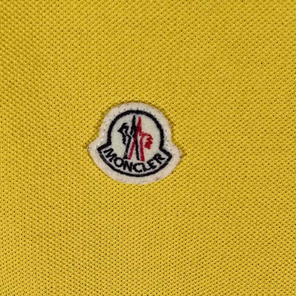 Moncler Yellow Polo Shirt Men's Medium Cotton Piqué Logo Patch Short Sleeve