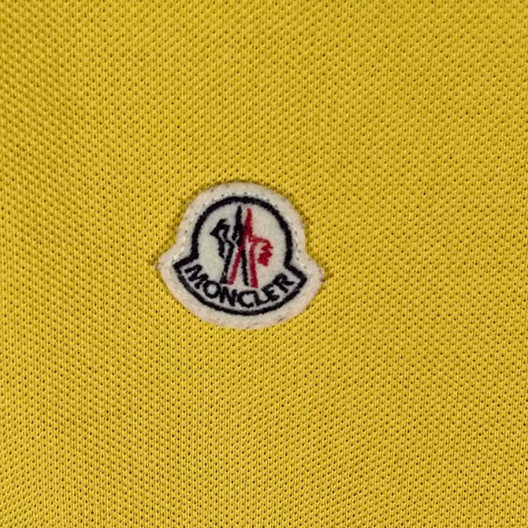 Moncler Yellow Polo Shirt Men's Medium Cotton Piqué Logo Patch Short Sleeve