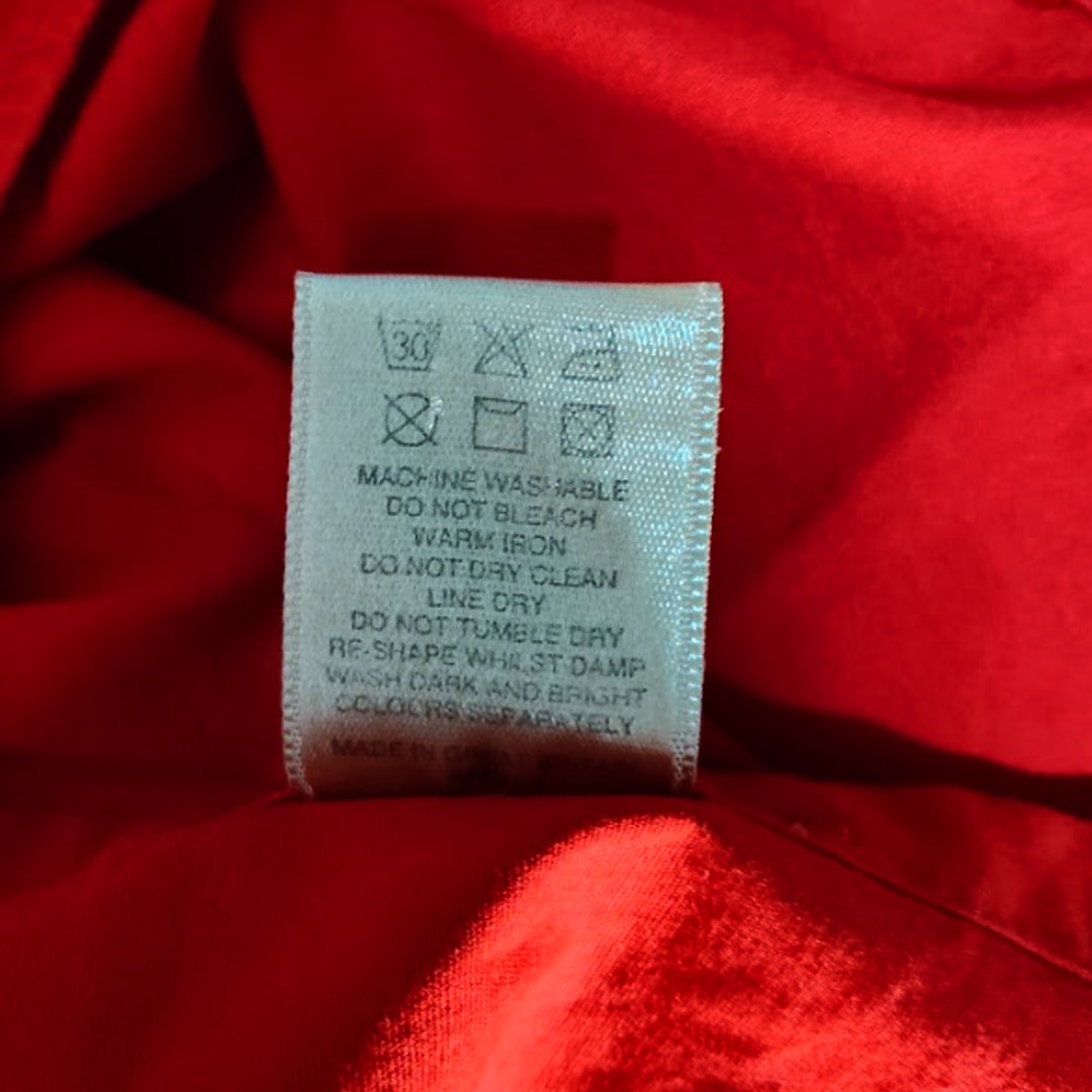 Authentic Burberry London Red Cotton Shirt Nova Check Trim Women's XL UK 14 16