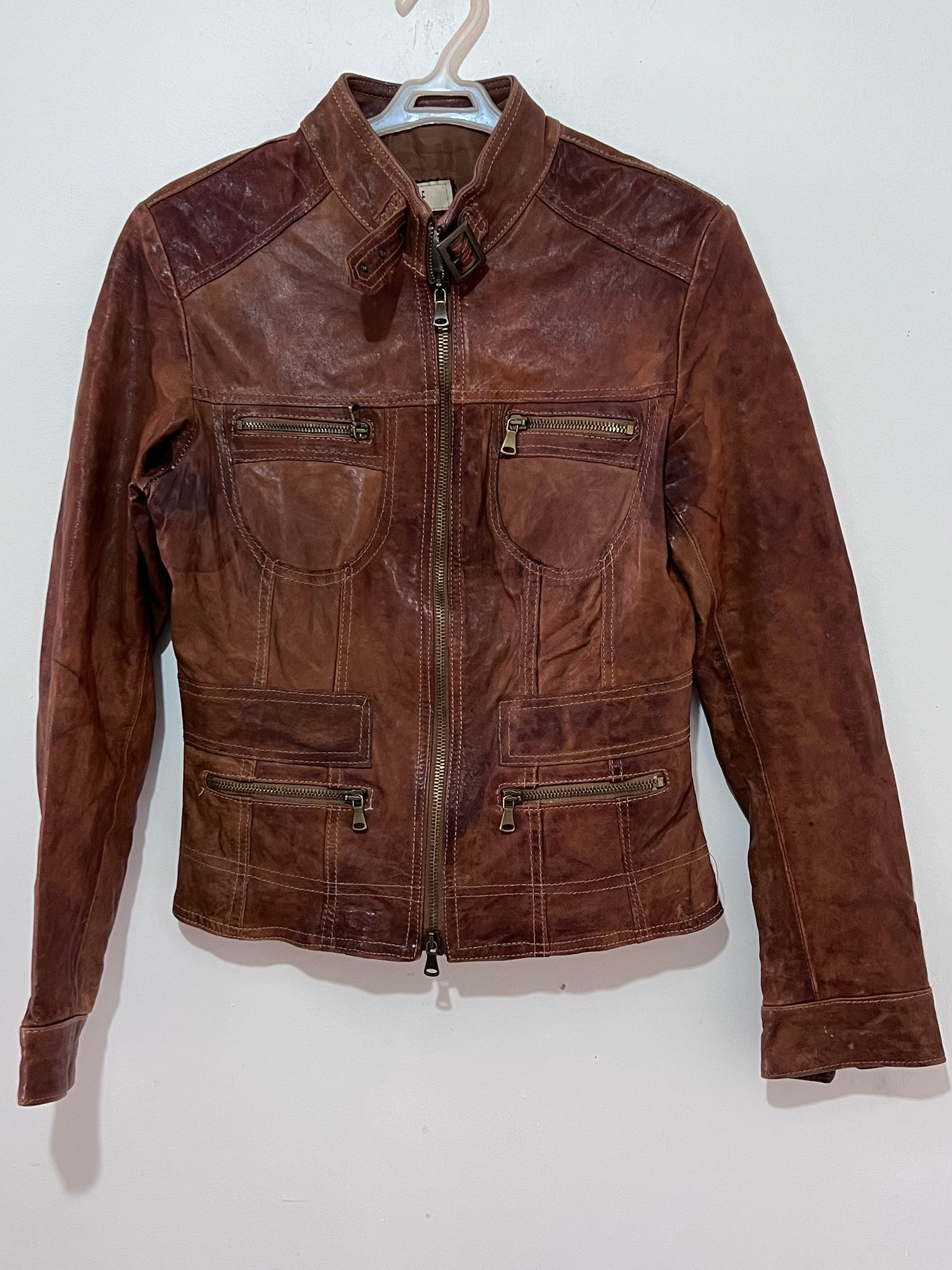Leather Biker Jacket Masterpelle size, (S)