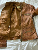 Leather Biker Jacket Masterpelle size, (S)