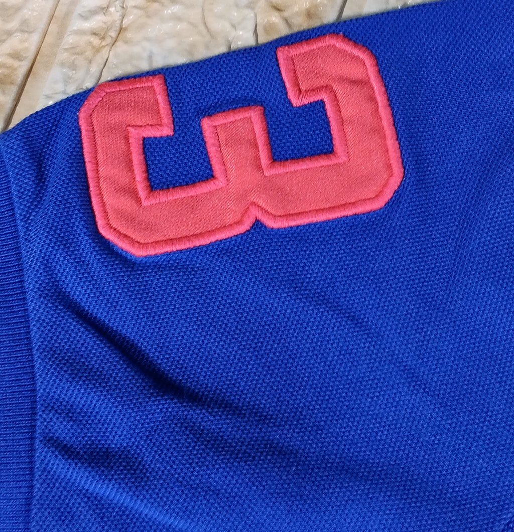 Unisex Polo Ralph Lauren Big Pony Custom Fit Blue Polo Shirt with Pink Logo