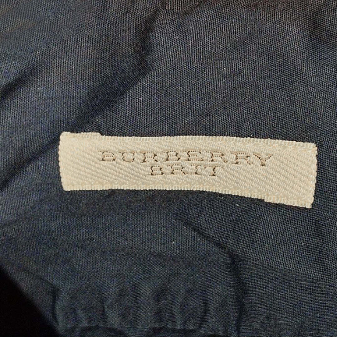 Burberry Brit Navy Stretch Cotton Shirt Men's Small Long Sleeve Nova Check Collar