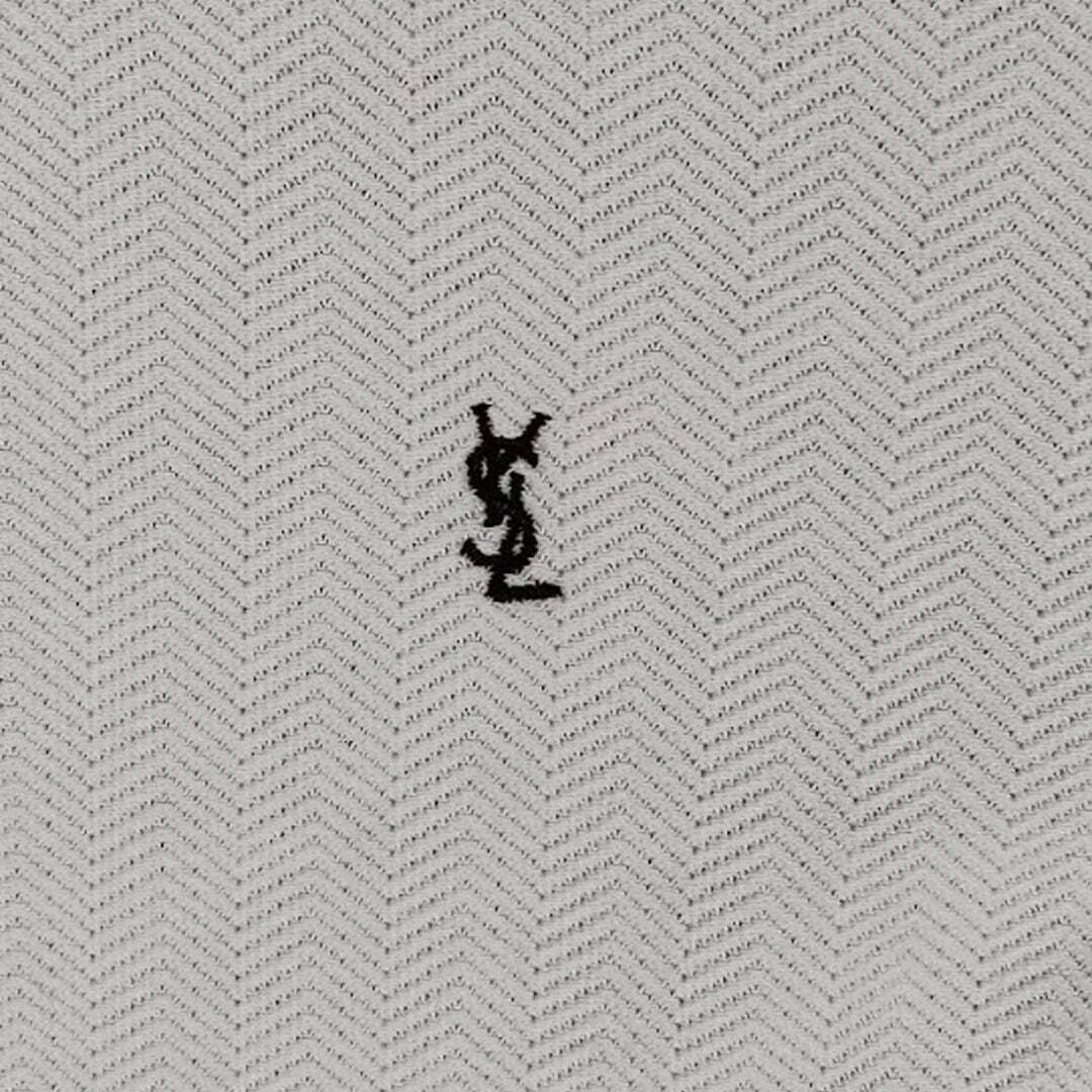 Vintage Yves Saint Laurent Pour Homme Herringbone Polo Shirt Cream Men's Large