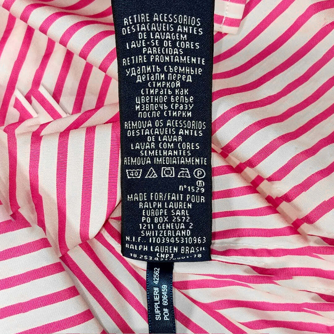 Ralph Lauren Sport Pink White Striped Button Shirt Women's Pony Logo