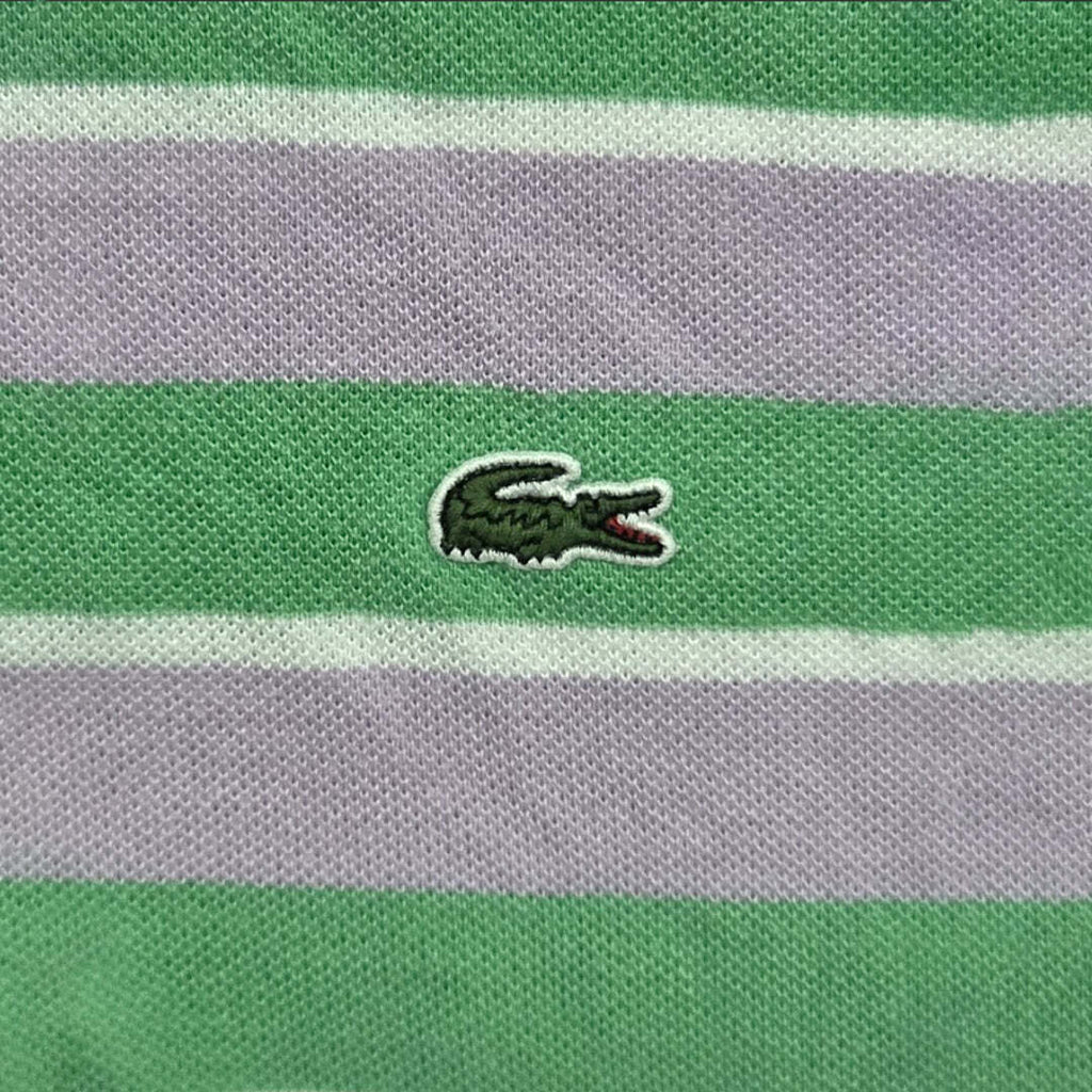 Lacoste Men's Green Purple Striped Polo Shirt Size 6 Cotton Classic Casual